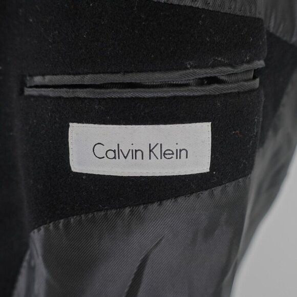 Calvin Klein Wool Cashmere Black 3 Button Overcoat 48R - Picture 8 of 12